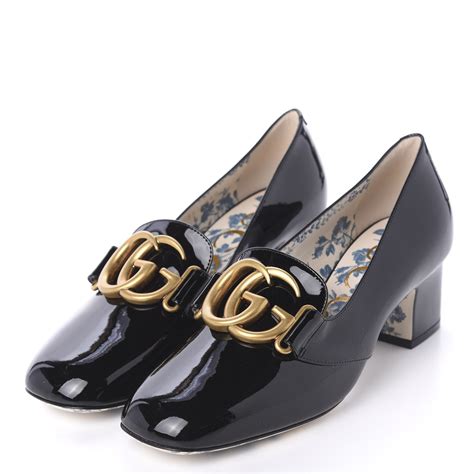 gucci mid heel pump with logo print|Gucci marmont mid heel pump.